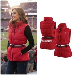 Tampa Bay Buccaneers WEAR by Erin Andrews Women's Full-Zip Puffer Vest wth Belt